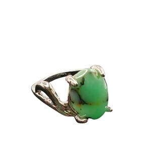 🍭3 for $20 - Silver Plated Faux Green Turquoise Size 6 Ring Pretty Green